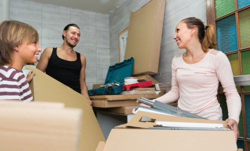 Professional office relocation planning in Battersea with moving boxes and workspace setup