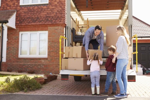 Man with van service moving boxes and furniture