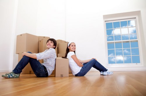 Packed boxes ready for removals in Battersea