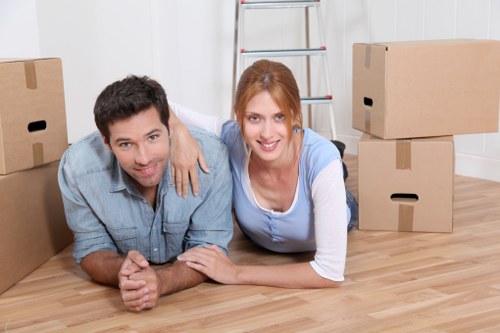 Packing and handling office equipment during a Battersea relocation
